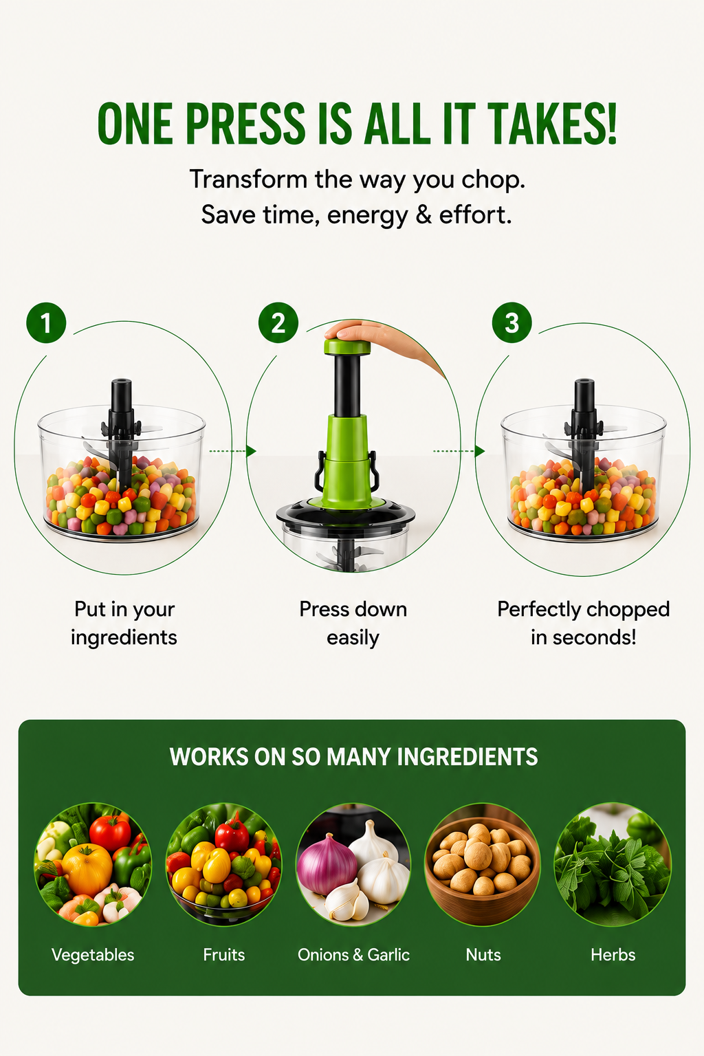 Hand-Press Vegetable & Fruit Chopper